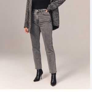 Abercrombie & Fitch the ankle straight ultra high rise 30 10 black gray jeans l